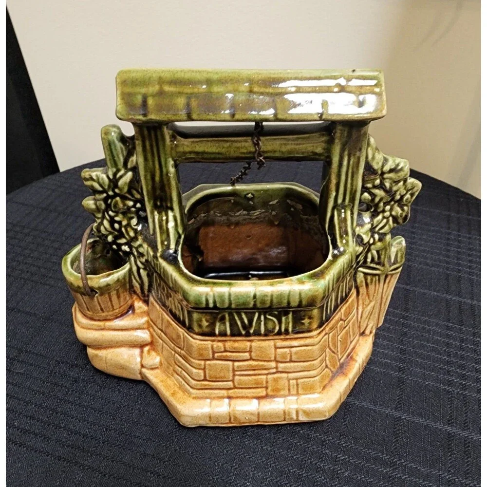 Vintage McCoy USA Wishing Well Planter Ceramic
